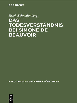 cover image of Das Todesverständnis bei Simone de Beauvoir